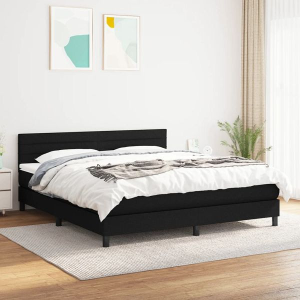 vidaXL Boxspringbett mit Matratze Schwarz 160x200 cm Stoff, 3140147