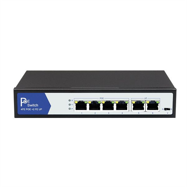 VALUE PoE+ Fast Ethernet Switch, 4 Ports + 2 Uplink Ports, 21.99.1192