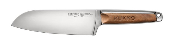 KUKKO Santokumesser mit Wallnussholz-Griff, 160 mm Klingenlänge, 90-205-160