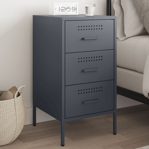 vidaXL Nachttisch Anthrazit 36x39x68 cm Kaltgewalzter Stahl, 843082