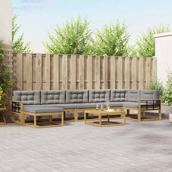 vidaXL Outdoor-Sofagarnitur 8-teilig Weiß und Hellgrau, 3386805