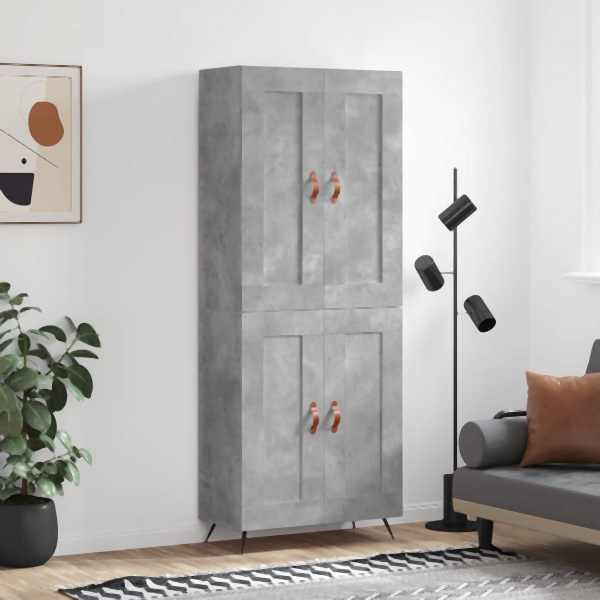 vidaXL Highboard Betongrau 69,5x34x180 cm Holzwerkstoff, 3199661