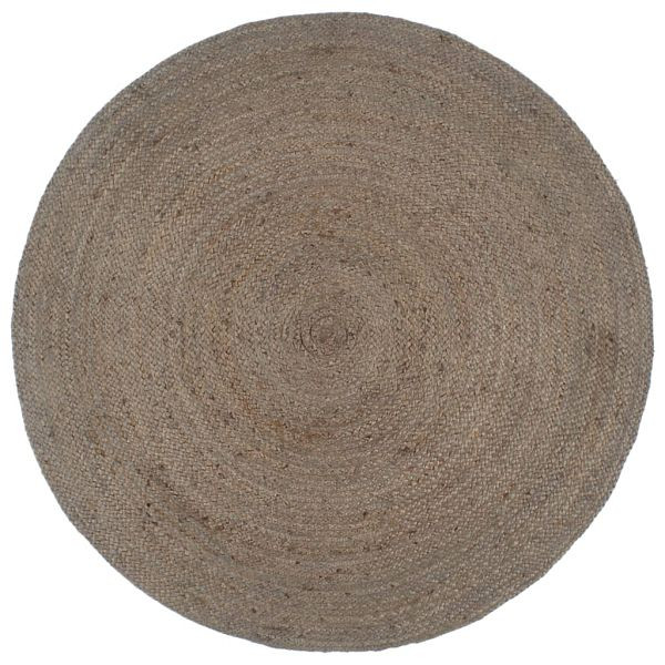 vidaXL Teppich Handgefertigt Jute Rund 240 cm Grau, 343595