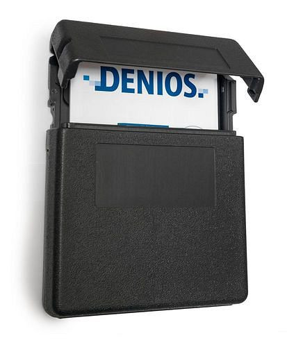 DENIOS Dokumentenbox aus Kunststoff (PE), schwarz, Öffnung oben, für A4 Dokumente, 303313