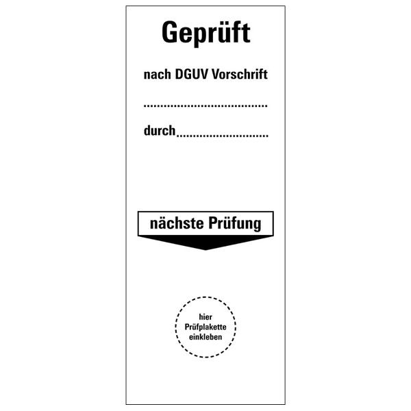Dönges Grundplakette Geprüft nach DGUV Vorschrift, VE: 10 Stück, 133067