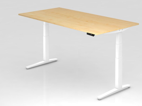 Hammerbacher Sitz-Steh-Schreibtisch elektrisch 200x100cm Ahorn/weiß Rechteckform, VXBHM2E/3/WW