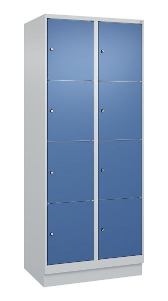 C+P Schließfachschrank Classic PLUS, Sockel, 2 Abteile mit je 4 Fächern, 1950x800x500mm, 7035/5023, 080020-224 S10005