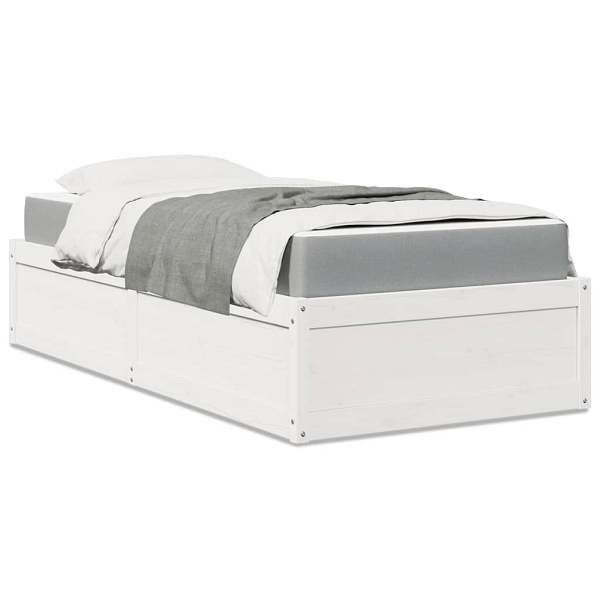 vidaXL Bett mit Matratze Weiß 90x190 cm Massivholz Kiefer, 3281956