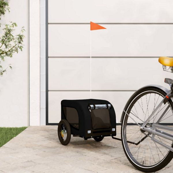 vidaXL Fahrradanhänger Hunde Schwarz Oxford-Gewebe und Eisen, 93996