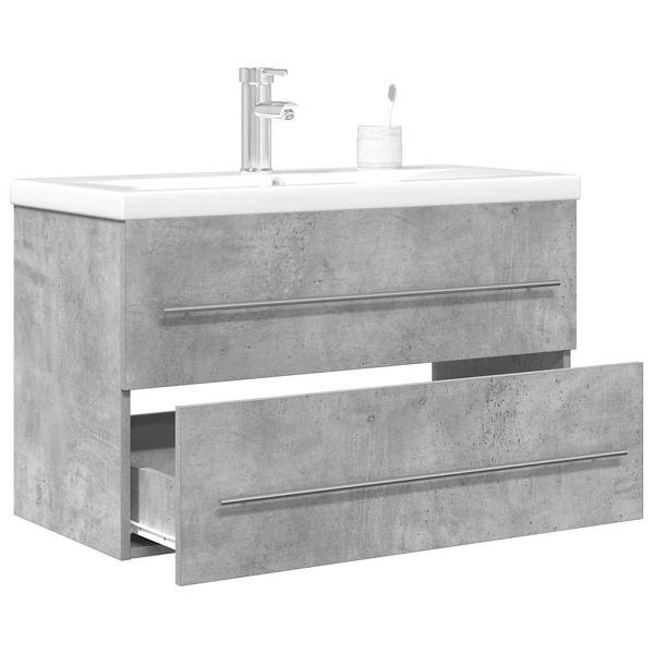 vidaXL 2-tlg. Badmöbel-Set Betongrau Holzwerkstoff, 3324962