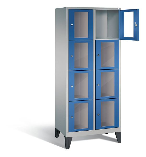 C+P Schließfachschrank Classic, H1850xB810xT500mm, Farbe: Weißaluminium / Enzianblau, 8010A224 S10011