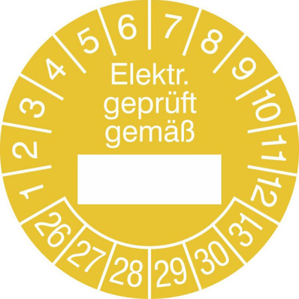 Stein HGS Prüfplaketten mit Jahresfarbe (6 Jahre), gelb, 2026-2031, 31.0799-26