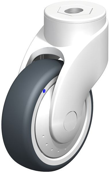 Blickle LWKX-TPA 101XK-FK Kunststoff-Lenkrolle WAVE, rostfrei, mit Rückenloch, Thermoplastisches Gummi-Elastomer, Grau, 744663
