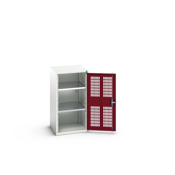 bott verso Flügeltürschrank mit Belüftung, mit 2 Fachböden, BxTxH: 525 x 550 x 1000 mm, Lichtgrau / Purpurrot, 16926722.24
