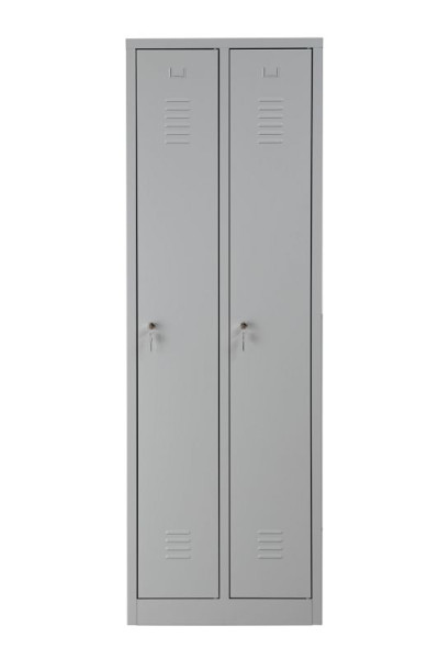 Gürkan Garderobenschrank, 50 x 60 x 180 cm, Lichtgrau, EU Zylinderschloss, Hutboden & Kleiderhaken, WRC/2.1860, 103487