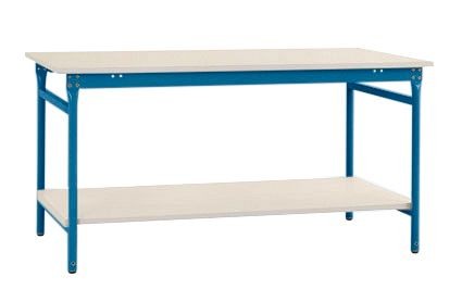 Manuflex Komplett-Beistelltisch BASIS stationär mit Kunststoff-Platte + Zwischenboden, BxTxH: 750 x 500 x 780 mm, Brillantblau, BB5207.5007