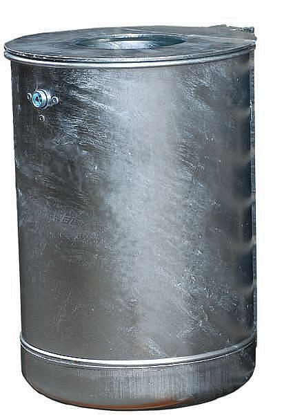 Renner Rund-Abfallbehälter ca. 50 L, ungelocht, mit stabiler Deckelscheibe, feuerverzinkt, 7039-20FV