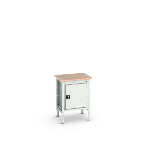 bott verso Werkbank (Multiplex-Platte) mit Unterbauschrank und 1 Tür, BxTxH: 700 x 600 x 780 - 930 mm, Lichtgrau / Lichtgrau, 16921614.16