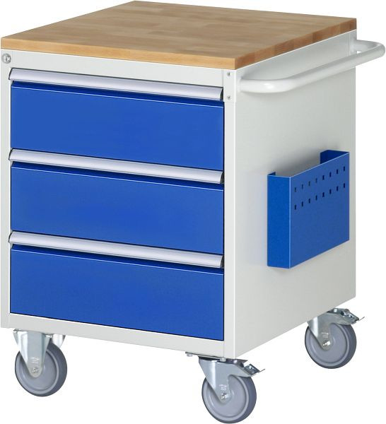 RAU Montagewagen Serie 7000, Buche-Massiv-Arbeitsplatte, 3 x Schublade-Größe-L, 580x795x650 mm, 05-L3.0A-B.11