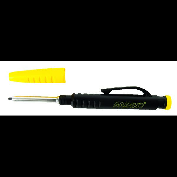 BRINKO Tiefloch-Marker 2 in 1 mit Spitzer, Markierungsstift, 2528