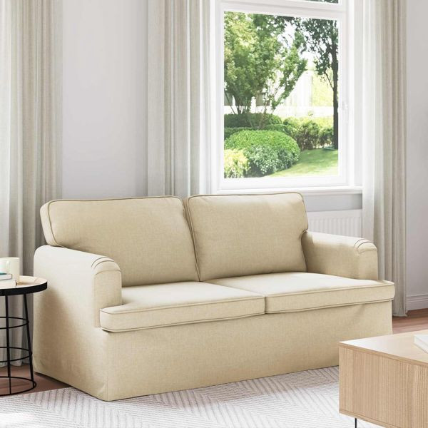 vidaXL Sofa 140cm Creme Metall, 42024495, 8721364377967