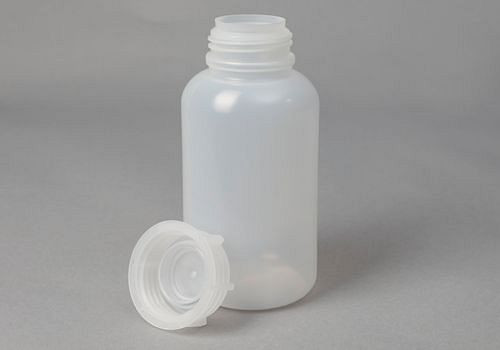 DENIOS Weithalsflaschen aus LDPE, rund, natur-transparent, 1500 ml, VE: 6 Stück, 261409