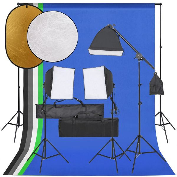 vidaXL Fotostudio-Set mit Beleuchtung, Hintergrund und Reflektor, 3094697