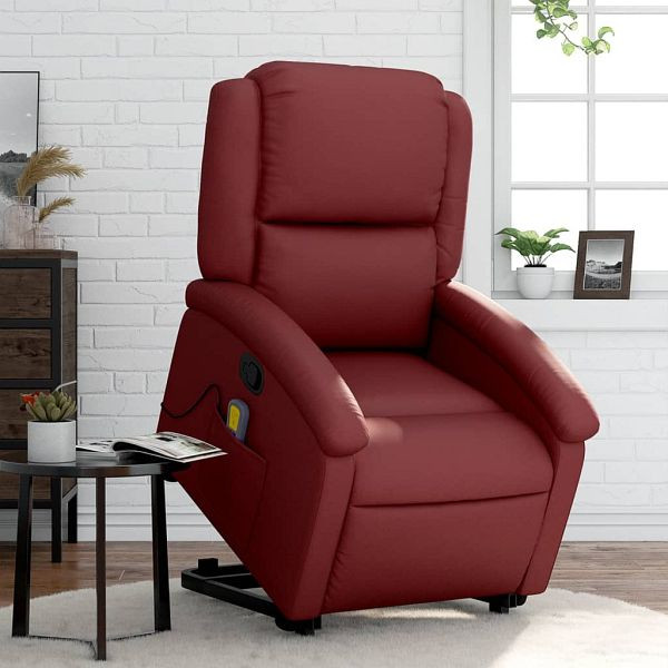 vidaXL Massagesessel mit Aufstehhilfe Weinrot Kunstleder, 3204237