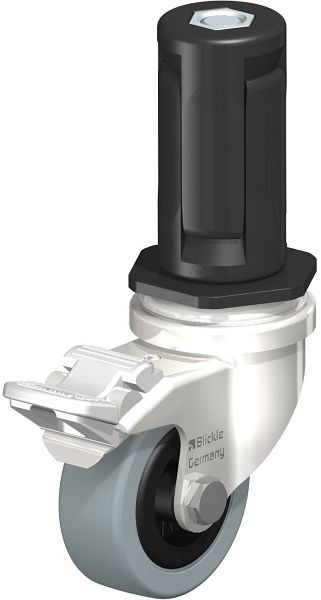 Blickle LRXA-VPA 50G-FI-EXR04 Edelstahl-Apparate-Lenkrolle mit Expander & Feststeller, Vollgummi, Grau, 856410