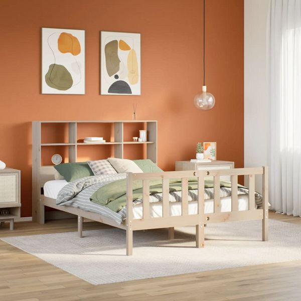 vidaXL Massivholzbett mit Regal ohne Matratze 140x190 cm Kiefernholz, 3321696
