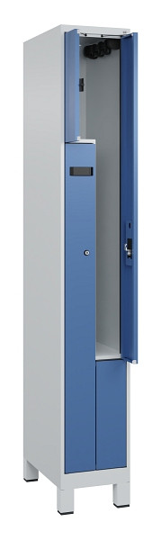 C+P Z-Spind Evolo PLUS, Füße, 2 Fächer, 1950x300x500mm, 7035/5023, Zylinderschloss, 049013-102 S10035