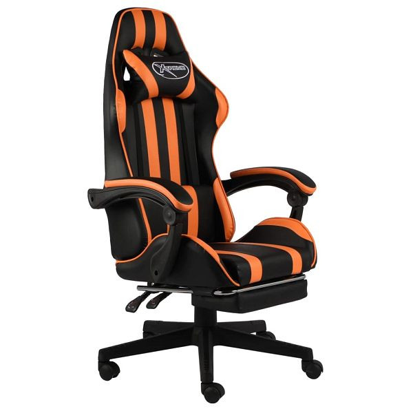 vidaXL Gaming-Stuhl mit Fußstütze Schwarz und Orange Kunstleder, 20532
