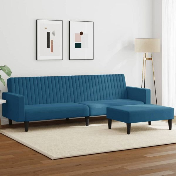 vidaXL 2-teilig Sofagarnitur Blau Samt, 3216279, 8721012453814