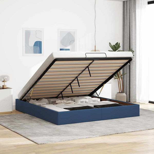 vidaXL Ottoman-Bett ohne Matratze Blau 200x200 cm Stoff, 3310909