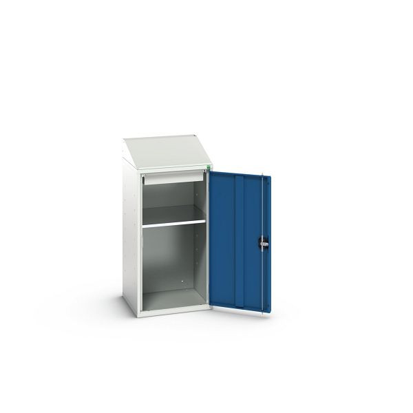 bott verso Economy Pult, mit 1 Fachboden, 1 Schublade, BxTxH: 525 x 550 x 1130 mm, Lichtgrau / Enzianblau, 16929024.11