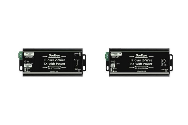 SeeEyes SC-IPC1201TW 2-Draht IP Übertragungs Set PoE, 700m Reichweite, 48V Stromkabel inklusive, SC-IPC1201TW + 48V 1A Powersupply