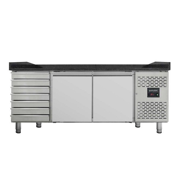 Vaiotec EASYLINE Pizzakühltisch 800 / 2-türig & 7 Schubladen "schwarz", 10074