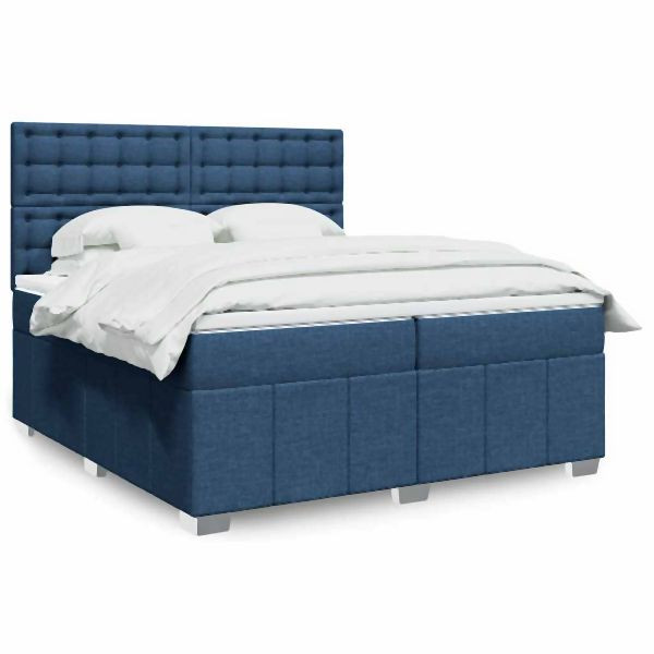 vidaXL Boxspringbett mit Matratze Blau 200x200 cm Stoff, 3294095
