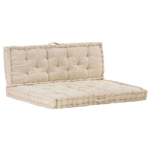 vidaXL Palettenauflagen 2 Stück Baumwolle Beige, 3053637
