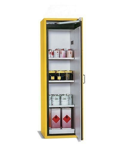 asecos Gefahrstoffschrank G-601, 600 mm, 3 Einlegeböden, Tür rechts, gelb, 3022900230249