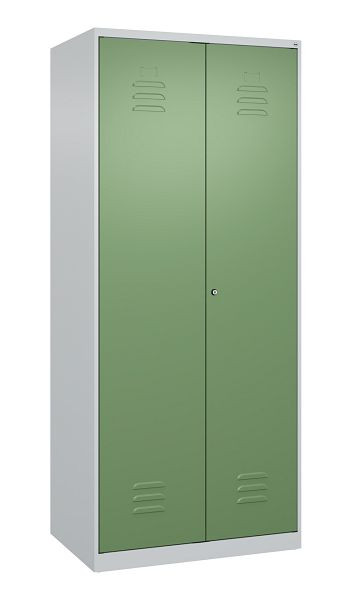 C+P Mehrzweckschrank Classic PLUS, Wäsche-Spind, 2 Abteile, 1850x800x500mm, 7035/6011, Zylinderschloss, 080002-22B S10019