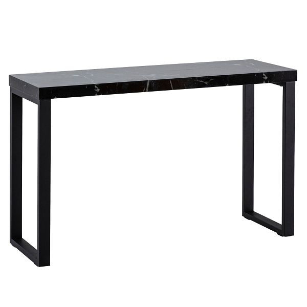 Wohnling Konsolentisch Marmor-Optik Schwarz Hochglanz 120x40x76cm Design Anrichte Flur, Ablagetisch Schmal, mit Metallbeine, Kleiner Schreibtisch, WL6.909