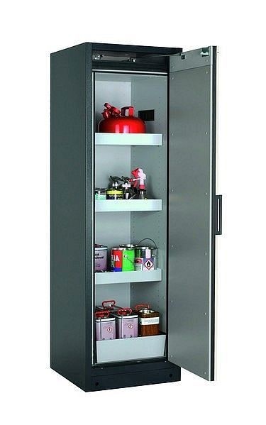 asecos Sicherheitsschrank Q-CLASSIC-90, Q90.195.060.R in Silber mit 3x Wannenboden Standard (Stahlblech), 30073-049-33411