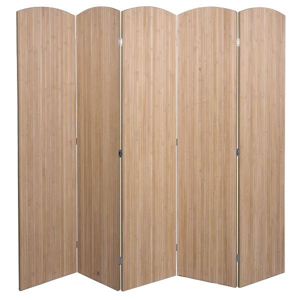 Mendler Bambus Paravent HWC-O30, Raumteiler Trennwand Sichtschutz, zusammenklappbar 5 Paneele 170x204cm, 111163