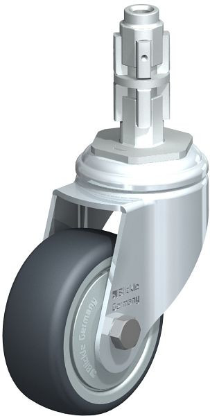 Blickle LKRA-TPA 80K-11-FK-E13 Apparate-Lenkrolle mit Expander, Thermoplastisches Gummi-Elastomer, Grau, 655035