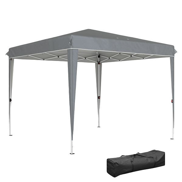 Outsunny 3 x 3 m Pop-up-Pavillon mit Tragetasche, UPF50+ höhenverstellbares Gartenzelt, Hellgrau, 84C-599V00LG