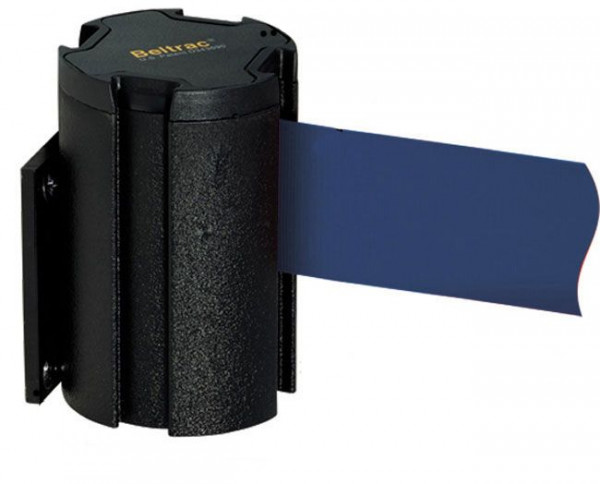 Wandgurtkassette "Beltrac Wall Mount L" aus Aluminium, 3,7m, schwarz, dübelbar, Gurt rot, 11391ld-sw10