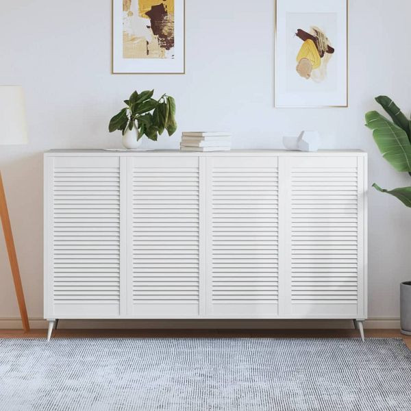 vidaXL Schranktüren Lamellen-Design 4 Stück Weiß 99,3x49,4 cm Massivholz, 151174