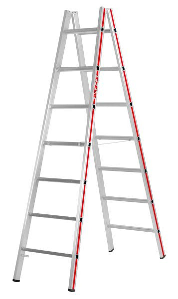 HYMER Sprossenstehleiter, beidseitig begehbar, 2x7 Sprossen, Länge 2,05 m, 402314