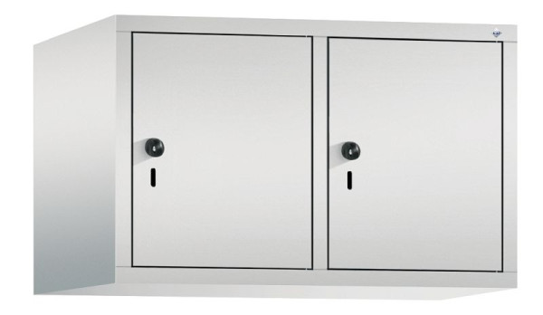 C+P Aufsatz-Garderobenschrank Evolo, 2 Abteile, H500xB810xT500 mm, Lichtgrau, 48090-22 S10000